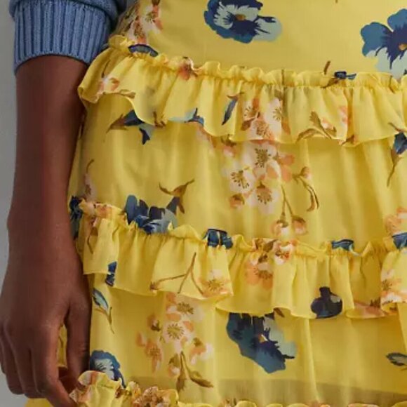 Lauren Ralph Lauren Floral Ruffle Trim Georgette Mini Skirt. Sz: 8 - Picture 3 of 7